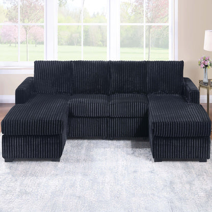 U-Shaped Sectional Set With Cushion Back Armless Chairs Right And Left Arm Chaise