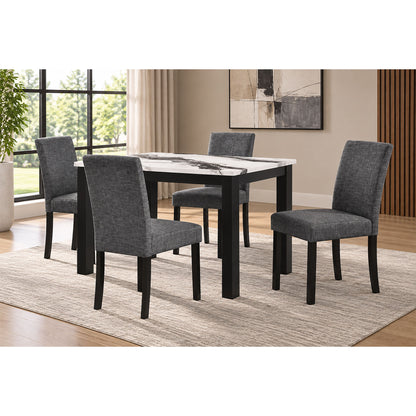 Sarang - Panda Dining Table With 4 Padded Dining Chairs - Black