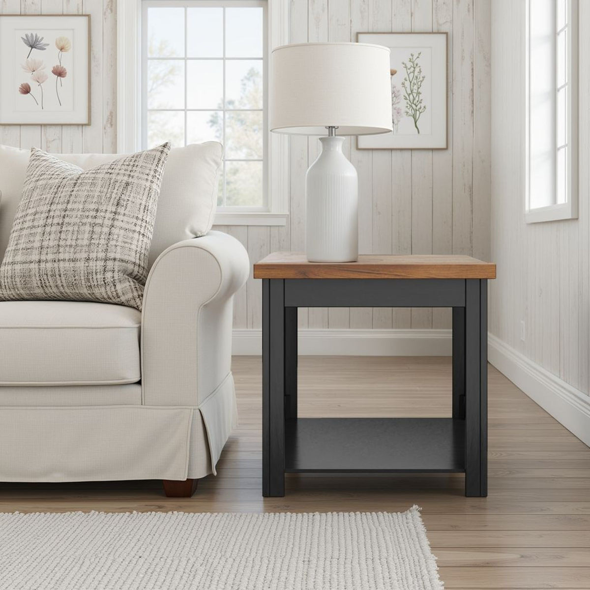 Essex - Side Table - Black / Whiskey