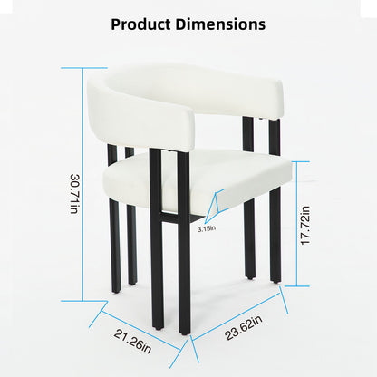 Modern Dining Upholstered Barrel Chair With Curved Back And Armrests