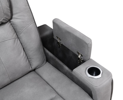U77 - Power Reclining Sofa With Power Headrest, Reading Light, Magzine Pocket, Storage Arms / USB And Wireless Charger - Slate