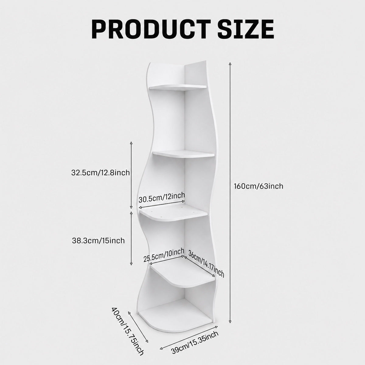 5 Tier S - Shaped Corner Shelf For Living Room