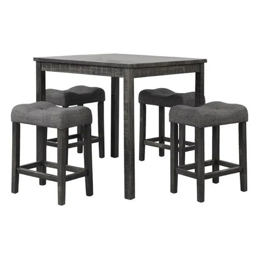 Transitional Counter Dining Set With 4 Tufted Stools