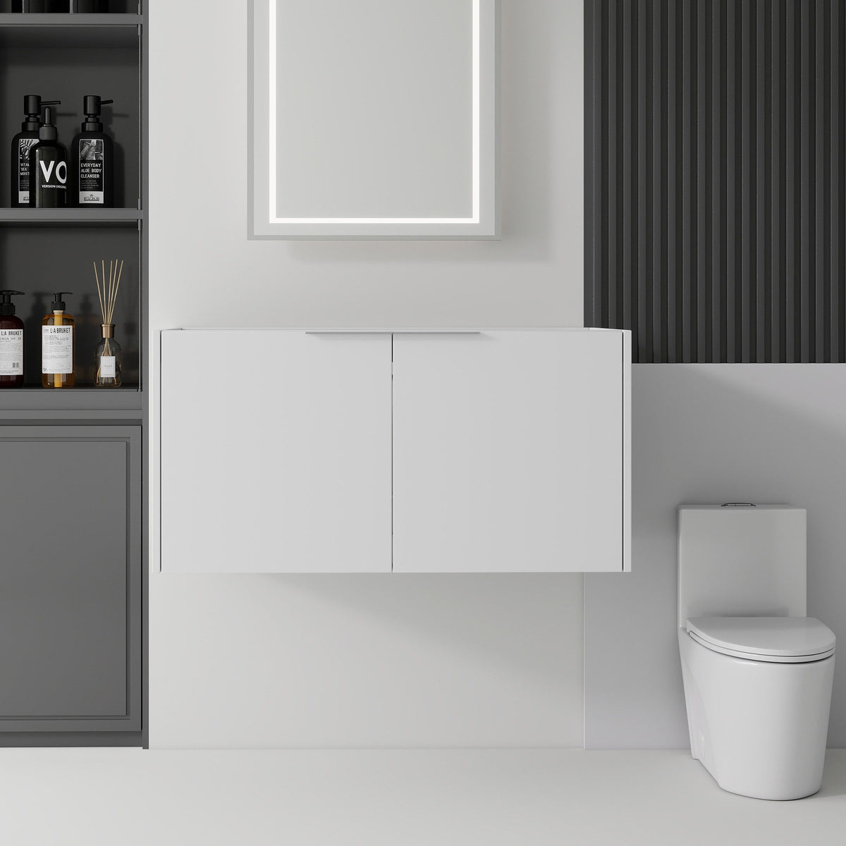 Floating Bathroom Vanity Cabinet With Soft Close Double Doors, Spacious Interior Storage, Wall Mounted, Cabinet Only