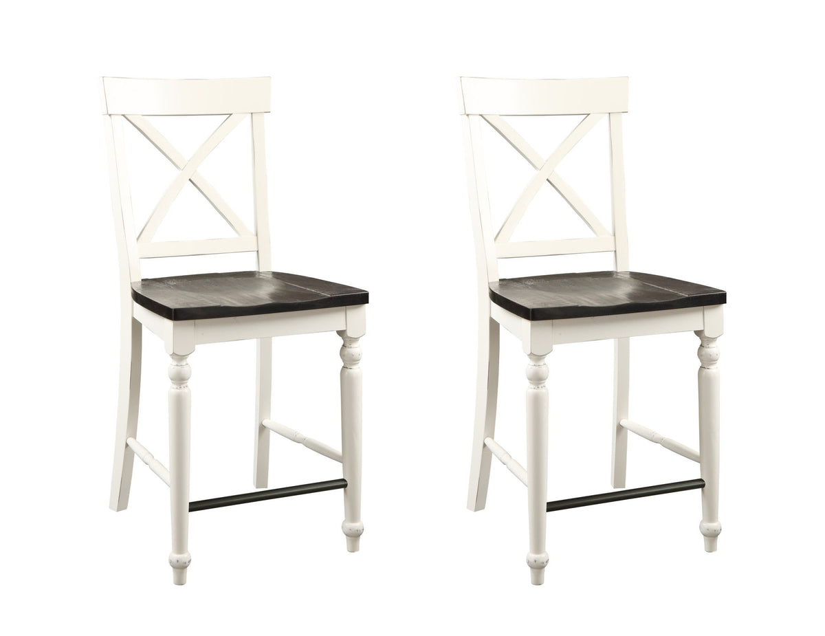 24" Tall Bar Stools (Set of 2) - Brown / White