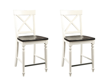 24" Tall Bar Stools (Set of 2) - Brown / White