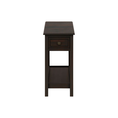 Accent End Table, 2 Tier, Storage Drawer, Transitional - Walnut