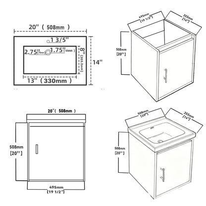 20" Floating Bathroom Vanity Combo With Sink, Soft Close Doors, Wall Mounted Solid Cabinet - Golden Oak
