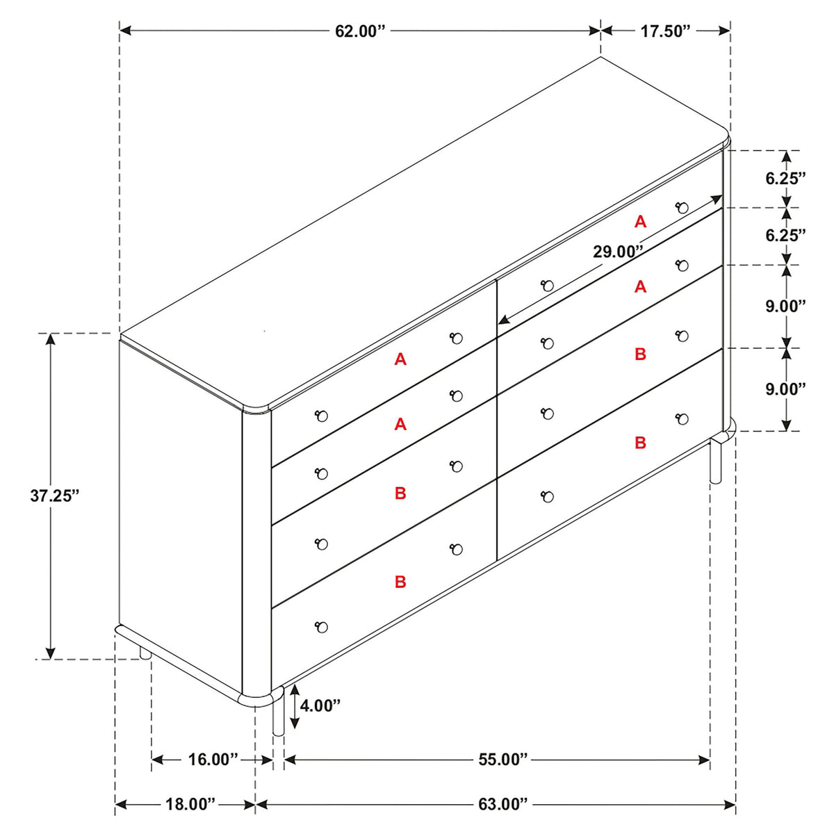 Stevie - Rectangular 8 Dresser - Sand
