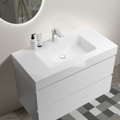 Alice - Bathroom Vanity With Large Storage, Sink, Wall Mounted