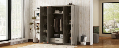 4 Door Wardrobe With 1 Drawer - Gray