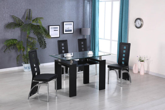 D310 - 5 Piece Dining Room Set (Table, 4 Side Chairs) - Black