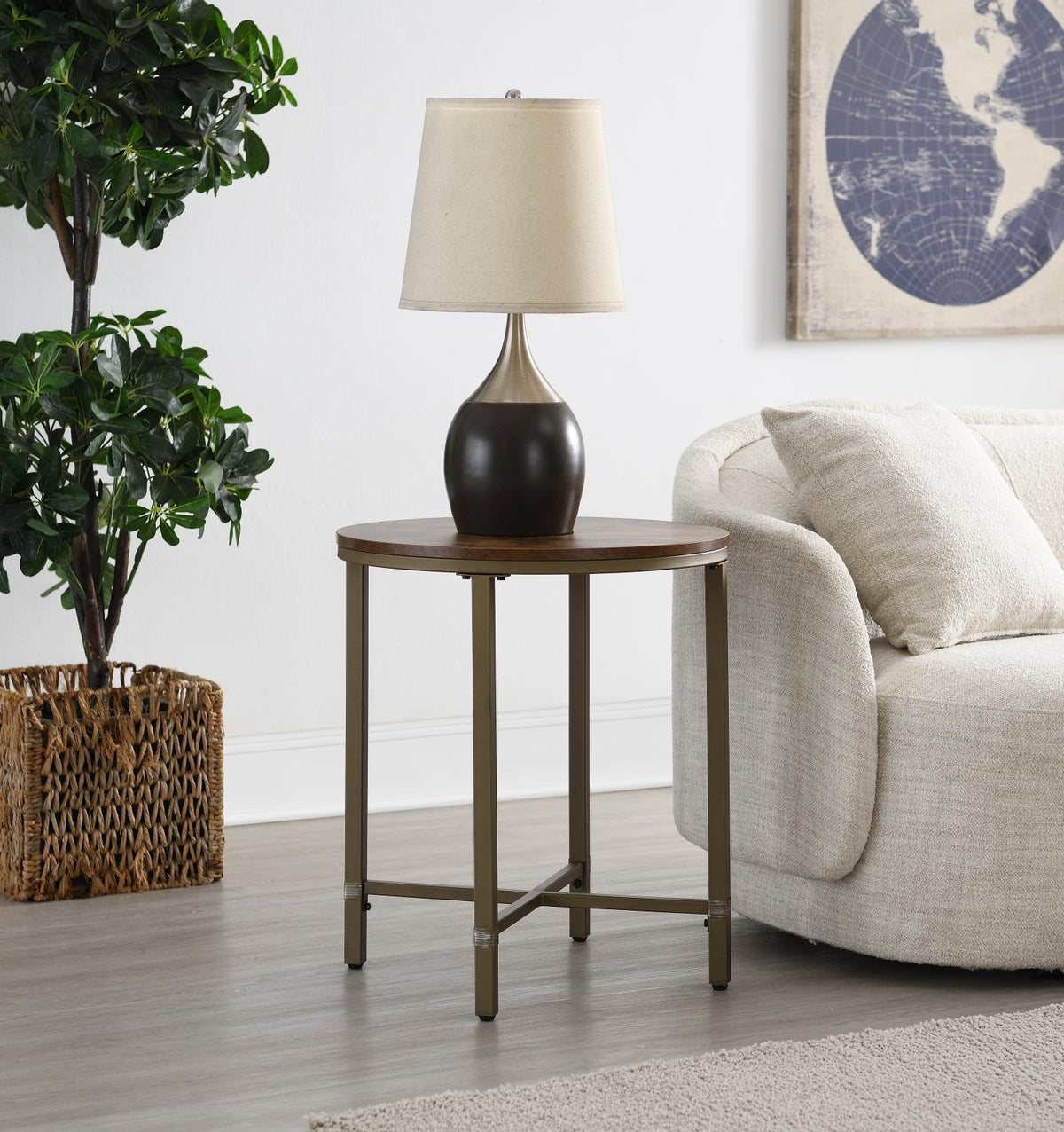 T330 - Round Coffee Table & 2 End Tables - Dark Brown