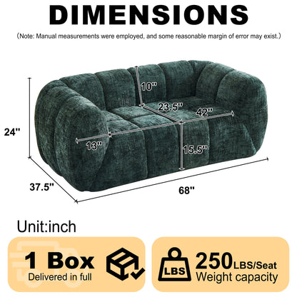 Quilted Cloud Sofa With Rounded Armrests And Piano Key Backrest Design