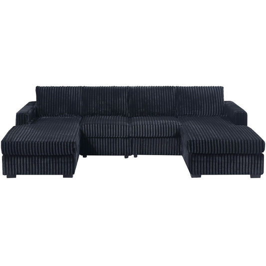 U-Shaped Sectional Set With Cushion Back Armless Chairs Right And Left Arm Chaise