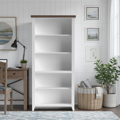 High 5 Shelf Bookcase - Jasmine Whitewash / Barnwood