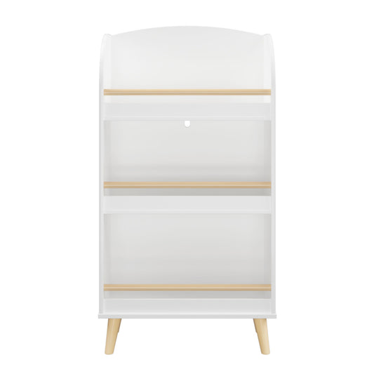 Bookshelf 3 Tier Book Organizer With Toy Storage - White