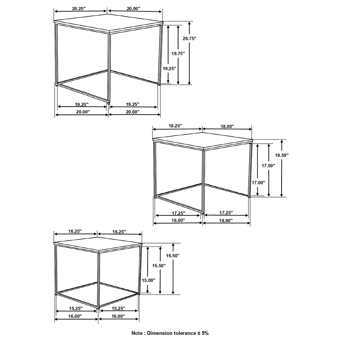 3 Piece Nesting Design Table Set - Brown