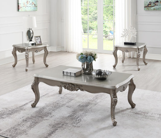 T198 - Coffee Table & 2 End Tables - Silver