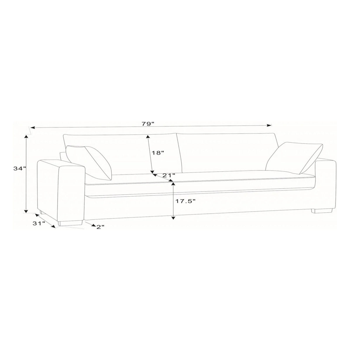 Upholstered Sofa With Toss Pillows - Dark Gray