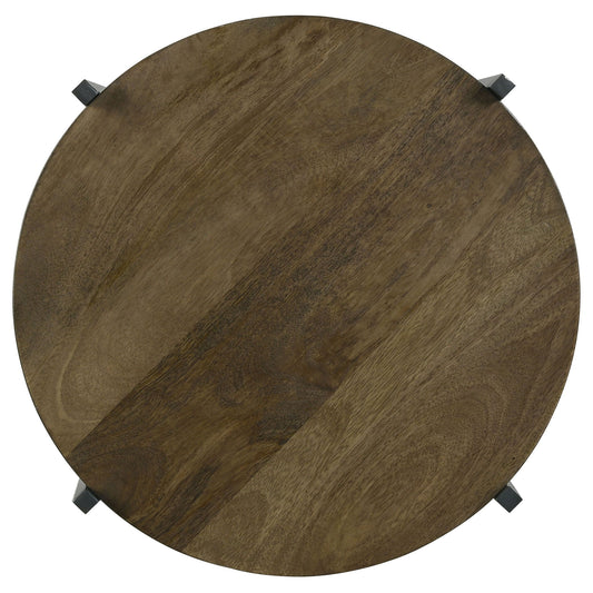 Accent Table With X-Frame And Bottom Shelf - Brown