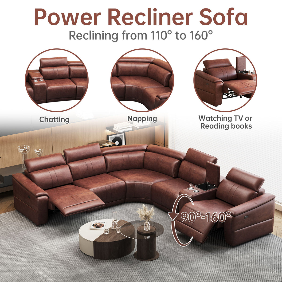 Modular Sofa Set With 2 Cup Holders, Sectional Living Room Furniture