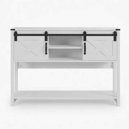 Farmhouse Entryway Table With Sliding Barn Door