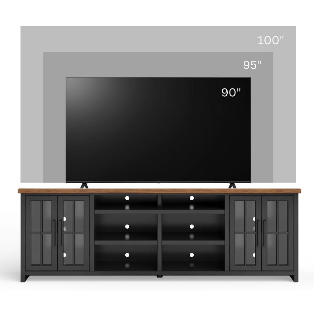 Essex - TV Stand Console For TVs Up To 100" - Black / Whiskey