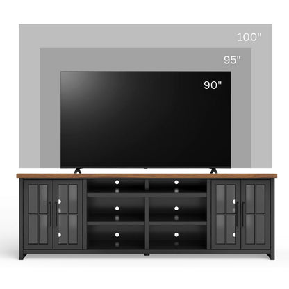 Essex - TV Stand Console For TVs Up To 100" - Black / Whiskey