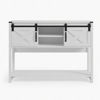 Farmhouse Entryway Table With Sliding Barn Door