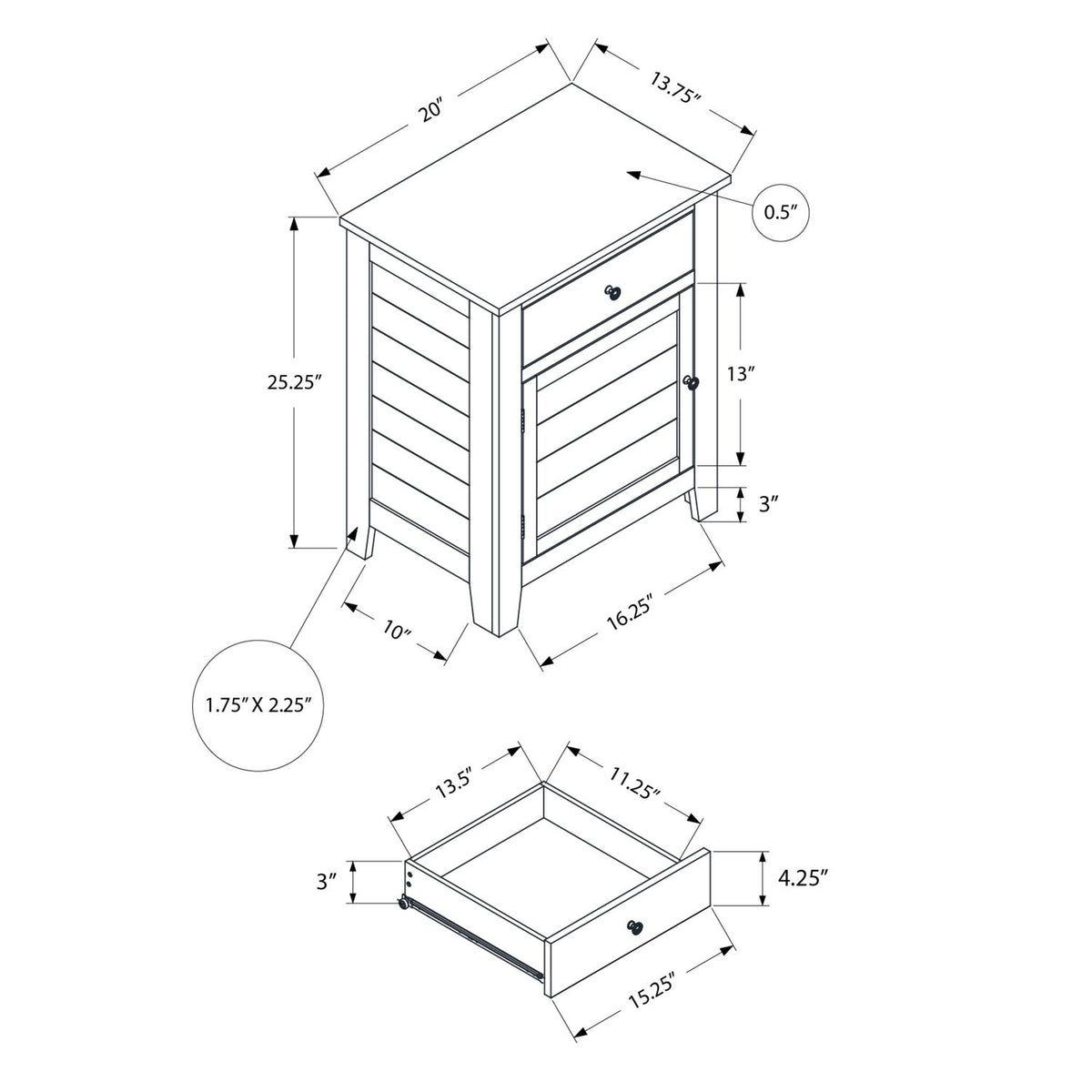 Accent Table With Storage Drawer - Blue