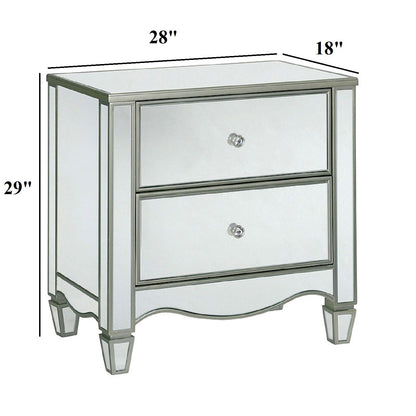 Nightstand With Mirror Panels - Silver
