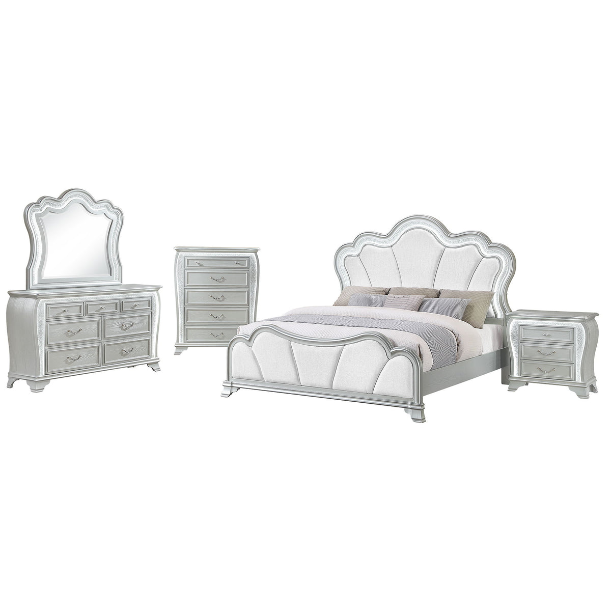 Aurelia - Nightstand With LED - Silver