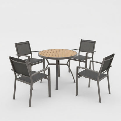 5 Piece Patio Dining Set & Table And Chairs For Outdoor Use - Gray
