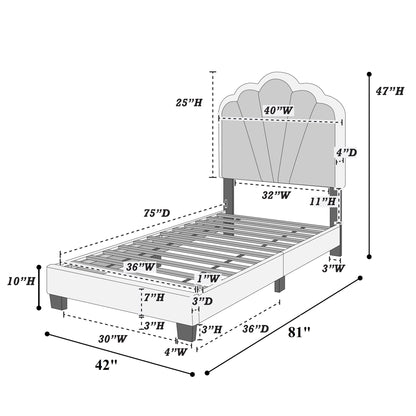 Bed With Floral Design Headboard And Built In LED Lighting