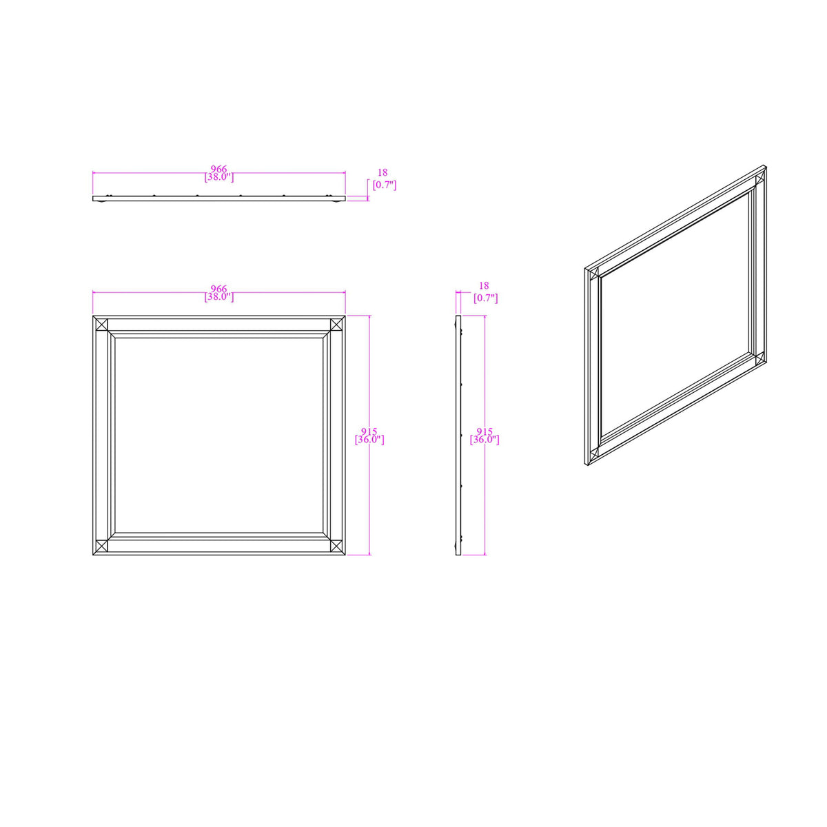 Soulmarie - Mirror, Connects To Dresser - White