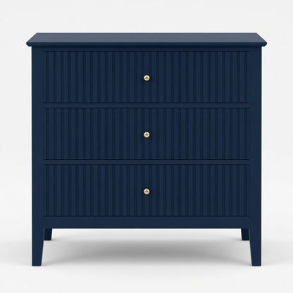 Fluted 3 Drawer Nightstand With Soft Close Slides