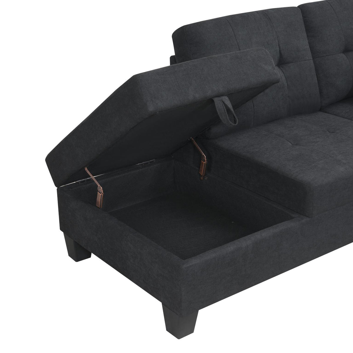 U349 - 2 Piece Fabric Sectional - Black