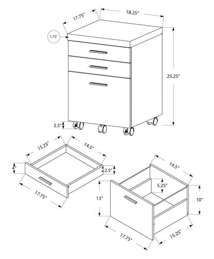 File Cabinet Rolling Mobile Storage Drawers Printer Stand For Office - Brown
