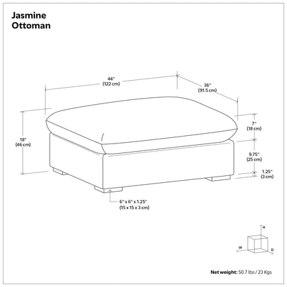 Jasmine - Ottoman - Gray