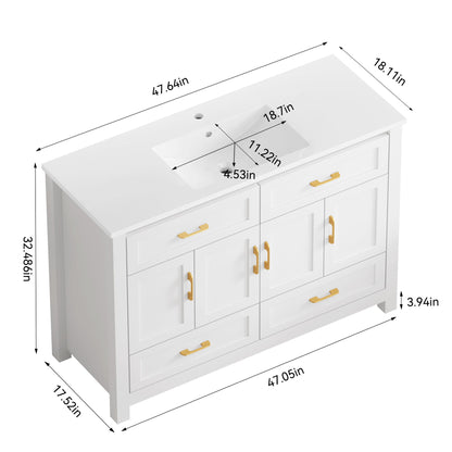 Bathroom Vanity With Sink Combo, 4 Soft Close Doors And 4 Drawers