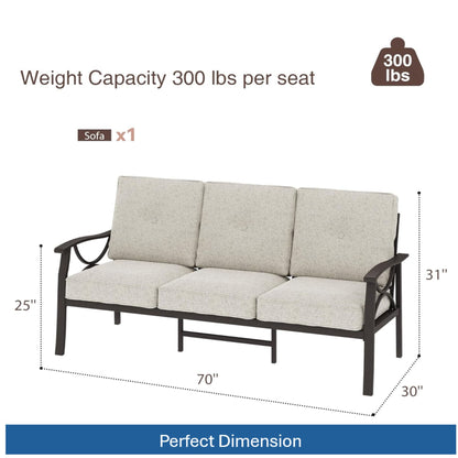 All-Weather 3 Seat Patio Sofa With Cushions