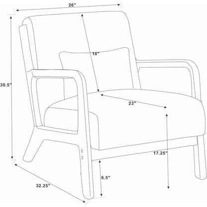 Upholstered Armchair With Back Support Pillow