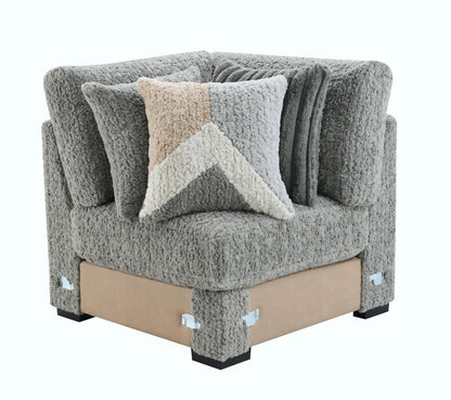 U282 - 6 Piece Sectional With Right Chaise (1 LAF + 1 Wedge + 2 Armless Chair + 1 Console + 1 RAF Chaise) - Gray