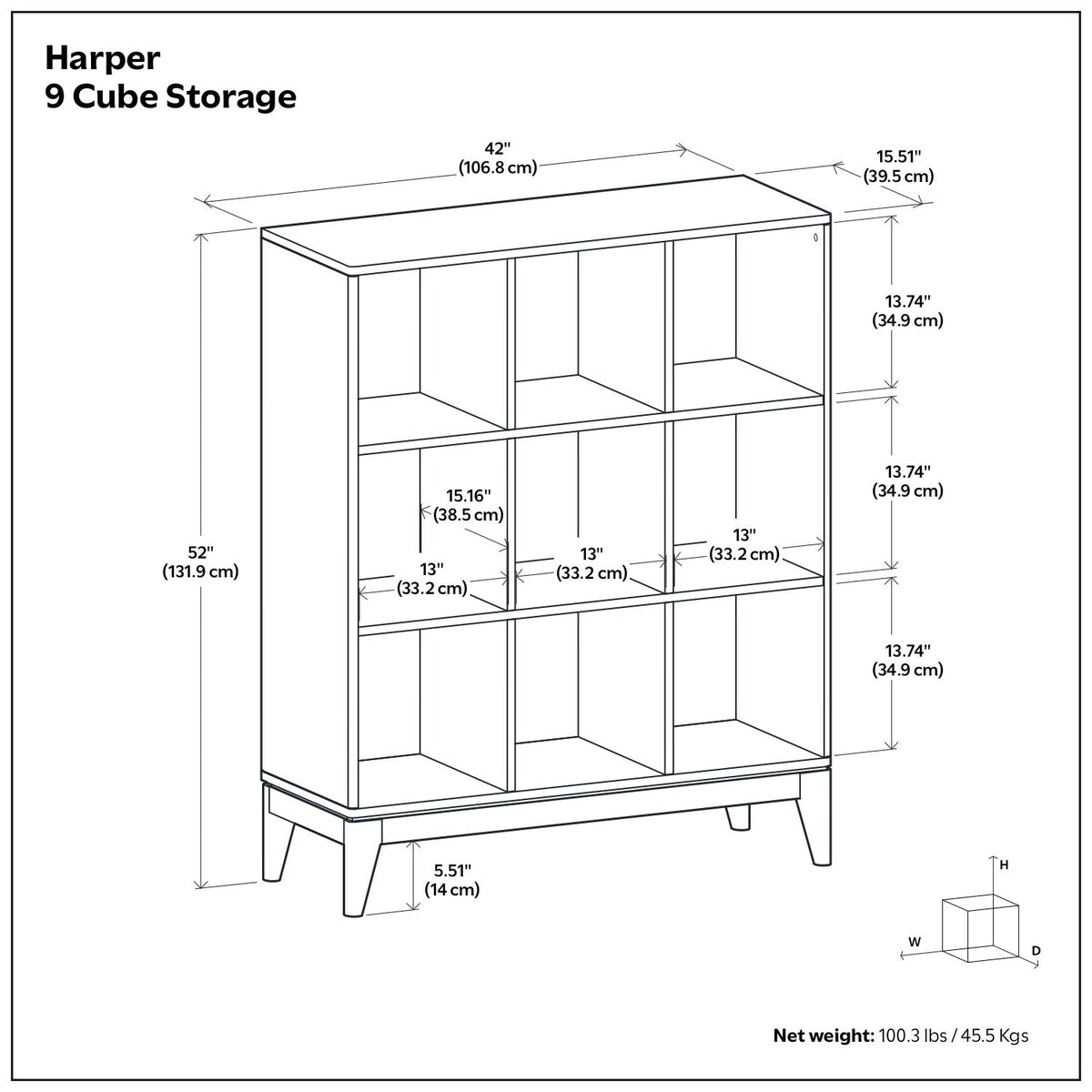 Harper - 9 Cube Storage - Walnut Brown