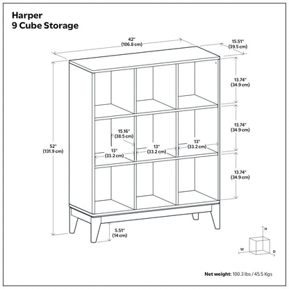 Harper - 9 Cube Storage - Walnut Brown