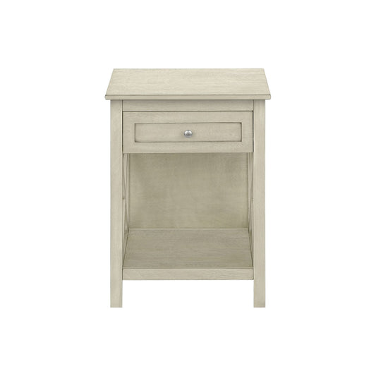 Accent End Table, 2 Tier, Storage Drawer, Transitional Style