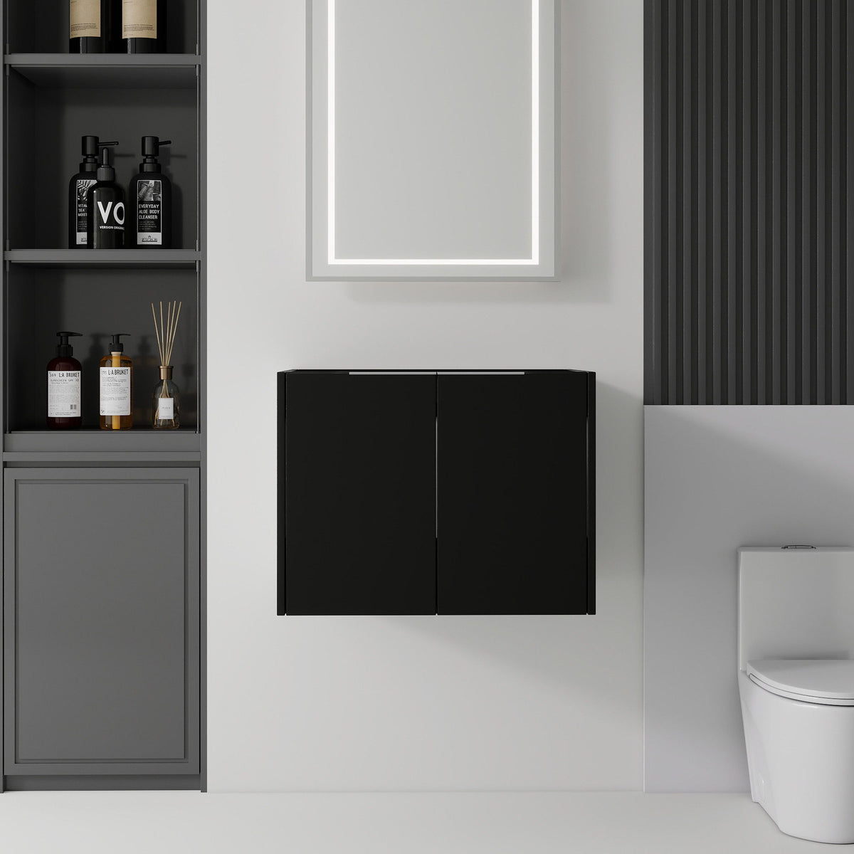 Floating Bathroom Vanity Cabinet With Soft Close Double Doors, Spacious Interior Storage, Wall Mounted, Cabinet Only