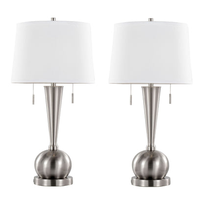 Jules - Contemporary Table Lamp Built In USB Port (Set of 2) - Brushed Nickel