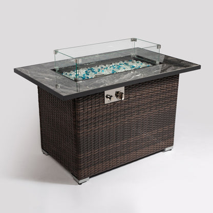 Outdoor Fire Pit Table, Propane Fire Table With - Espresso